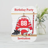 Persoonlijke Rode en Witte Ice Hockey Jersey Kaart (Staand voorkant)