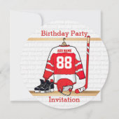 Persoonlijke Rode en Witte Ice Hockey Jersey Kaart (Voorkant)