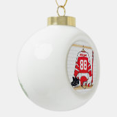 Persoonlijke Rode en Witte Ice Hockey Jersey Keramische Bal Ornament (Links)