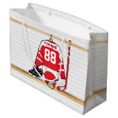 Persoonlijke Rode en Witte Ice Hockey Jersey Large Cadeautasje (Achterkant Gekanteld)