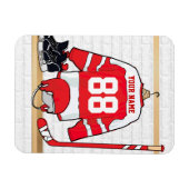 Persoonlijke Rode en Witte Ice Hockey Jersey Magneet (Horizontaal)
