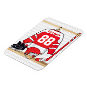 Persoonlijke Rode en Witte Ice Hockey Jersey Magneet (Linkerzijde)