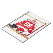 Persoonlijke Rode en Witte Ice Hockey Jersey Notitieboek (Linkerzijde)