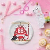 Persoonlijke Rode en Witte Ice Hockey Jersey Papieren Bordje (Feest)