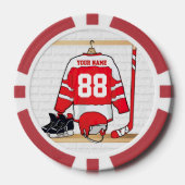 Persoonlijke Rode en Witte Ice Hockey Jersey Pokerchips (Voorkant)