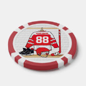 Persoonlijke Rode en Witte Ice Hockey Jersey Pokerchips (Enkel)