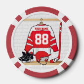 Persoonlijke Rode en Witte Ice Hockey Jersey Pokerchips (Achterkant)