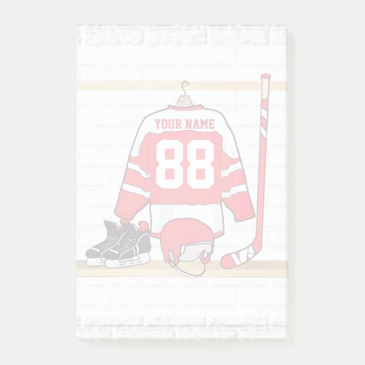 Persoonlijke Rode en Witte Ice Hockey Jersey Post-it® Notes (Voorkant)