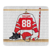 Persoonlijke Rode en Witte Ice Hockey Jersey Snijplank (Voorkant)