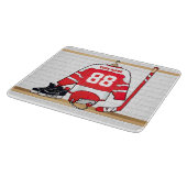 Persoonlijke Rode en Witte Ice Hockey Jersey Snijplank (Hoek)