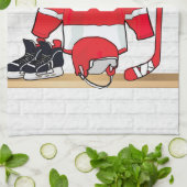 Persoonlijke Rode en Witte Ice Hockey Jersey Theedoek (Gevouwen)