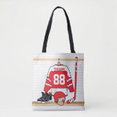 Persoonlijke Rode en Witte Ice Hockey Jersey Tote Bag (Voorkant)