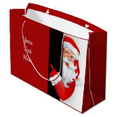 Persoonlijke rode en witte kerstman groot cadeauzakje (Achterkant Gekanteld)