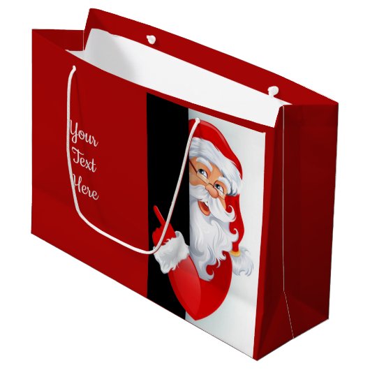 Persoonlijke rode en witte kerstman groot cadeauzakje (Voorkant Gekanteld)