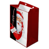 Persoonlijke rode en witte kerstman medium cadeauzakje (Voorkant Gekanteld)