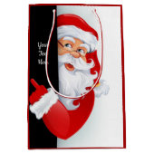 Persoonlijke rode en witte kerstman medium cadeauzakje (Voorkant)