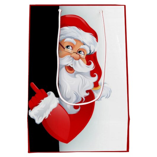 Persoonlijke rode en witte kerstman medium cadeauzakje (Achterkant)