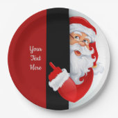Persoonlijke rode en witte kerstman papieren bordje (Voorkant)