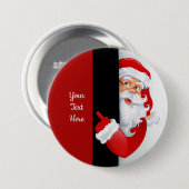 Persoonlijke rode en witte kerstman ronde button 7,6 cm (Voorkant /achterkant)