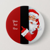 Persoonlijke rode en witte kerstman ronde button 7,6 cm (Voorkant)