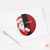 Persoonlijke rode en witte kerstman ronde sticker (Envelop)
