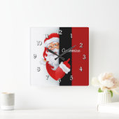Persoonlijke rode en witte kerstman vierkante klok (Huis)