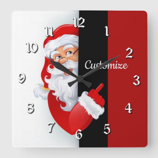 Persoonlijke rode en witte kerstman vierkante klok (Voorkant)