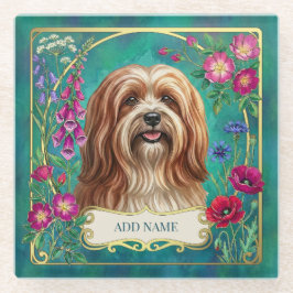 Persoonlijke rode en witte Lhasa Apso glazen onder Onderzetter