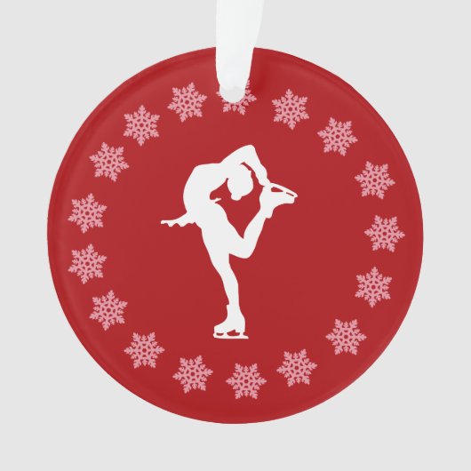 Persoonlijke rode en witte sneeuwvlok Afbeelding S Ornament (voorkant)