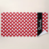 Persoonlijke rode en witte stippen strandhanddoek strandlaken (Voorkant)