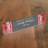 Persoonlijke, rode en zwarte kant naambordje (Zijkant)