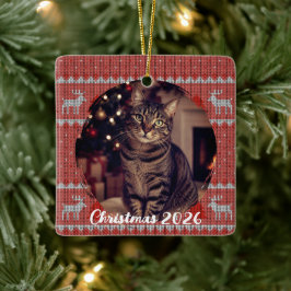 Persoonlijke Rode Feestdagen Keramisch Ornament