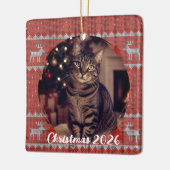 Persoonlijke Rode Feestdagen Keramisch Ornament (Links)