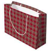 Persoonlijke rode geruite kerstcadeautas groot cadeauzakje (Achterkant Gekanteld)