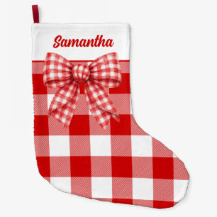Persoonlijke Rode Gingham Strik Kerststok Grote Kerstsok
