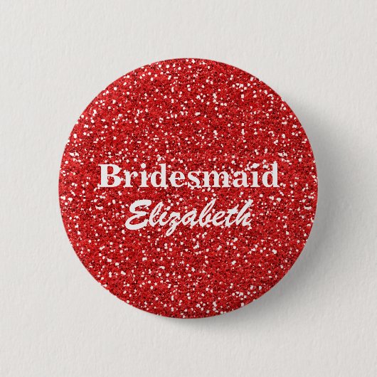 Persoonlijke Rode Glitter Bridesmaids Weddenschap Ronde Button 5,7 Cm (Voorkant)