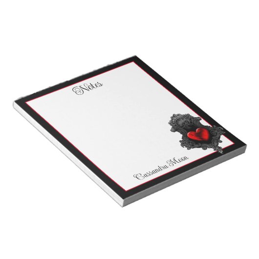 Persoonlijke Rode Gothic Notitieblok (Schuin)