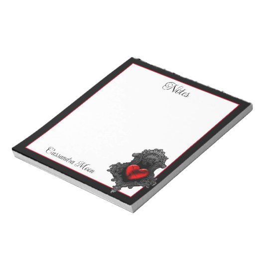 Persoonlijke Rode Gothic Notitieblok (Linkerzijde)