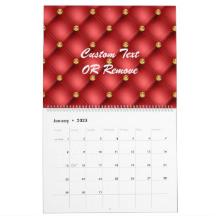 Persoonlijke rode gouden kalender met aangepaste t