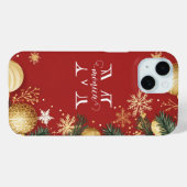 Persoonlijke Rode Gouden Kerst Gespleten Monogram Case-Mate iPhone Case (Achterkant (horizontaal))