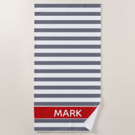 Persoonlijke Rode  Grijze En Witte Cabana Streep Strandlaken