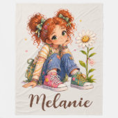 Persoonlijke rode haar meisjesnaam fleece deken (Voorkant)