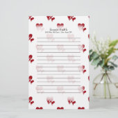 Persoonlijke rode harten op wit briefpapier (Staand voorkant)