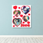 Persoonlijke rode harten vormen foto canvas afdruk (Insitu (Houten vloer))
