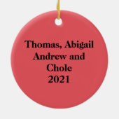 Persoonlijke Rode Holly Familienaam voor Kerstmis Keramisch Ornament (Achterkant)