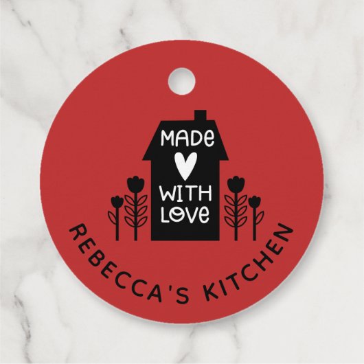 Persoonlijke Rode Homemade met liefde Bedankjes Labels (Achterkant)