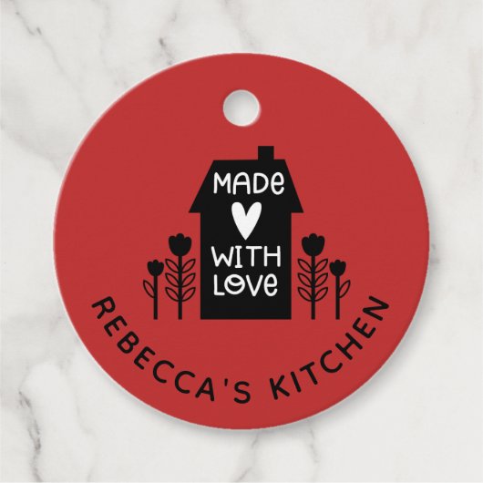 Persoonlijke Rode Homemade met liefde Bedankjes Labels (Voorkant)