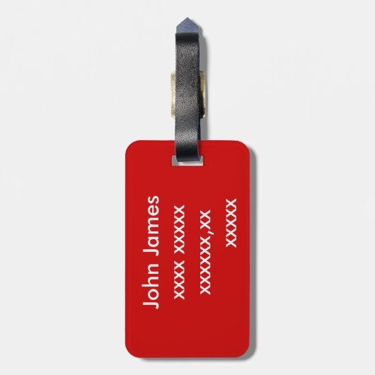 Persoonlijke rode hond bagagelabel (Achterkant verticaal)