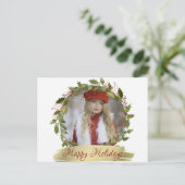 Persoonlijke Rode Kerstkrans Hulst | FOTO Feestdagenkaart (Staand voorkant)