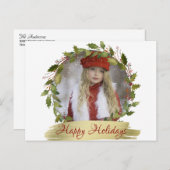 Persoonlijke Rode Kerstkrans Hulst | FOTO Feestdagenkaart (Voorkant / Achterkant)